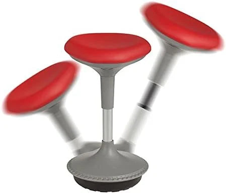 Adjustable-height office desk and active learning stools for classrooms, foam-filled backless rocking stools with rocking function, in gray color
