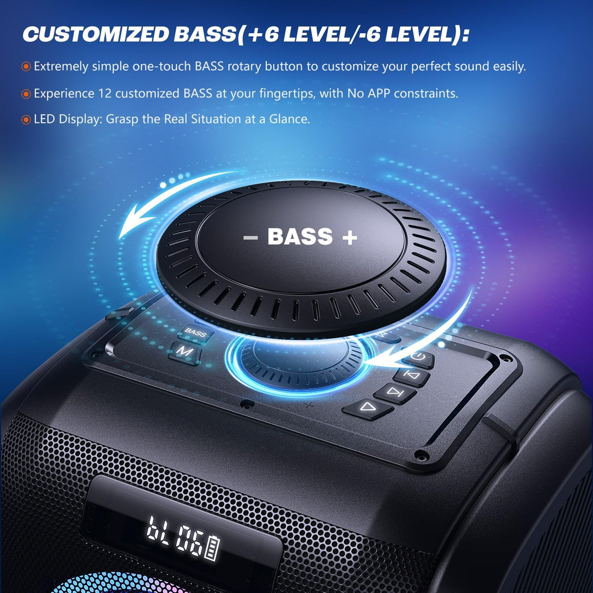 Peak Party Large Bluetooth Speaker - Maximum Volume Amplifier / 12 Custom Low-End Units / Up to 125 Decibels for 6.5-inch x 2 Low-End Speakers / Deepest Bass Effect, Large Portable Wireless Speaker, IPX5 Water Resistance Rating / Microphone Jack / RJ
