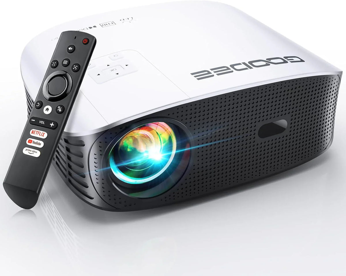 Intelligent 4K projector, equipped with 5G WIFI and Bluetooth functions, supports Dolby sound effect, outdoor projector, 400-inch zoom home theater projector, compatible with TV stick.
