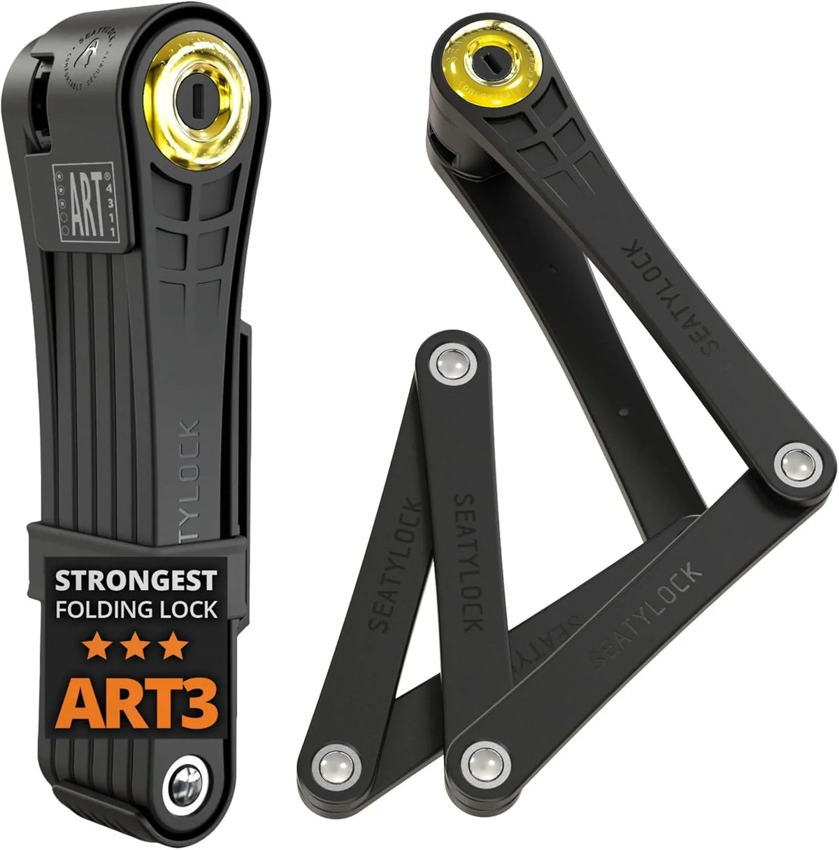 Jiu-style folding bicycle lock set - Patent technology, consisting of two sets of perfectly matching bicycle locks, each set equipped with 6 identical keys - 18/18 level heavy-duty anti-theft security protection device, with key and shell fixation de