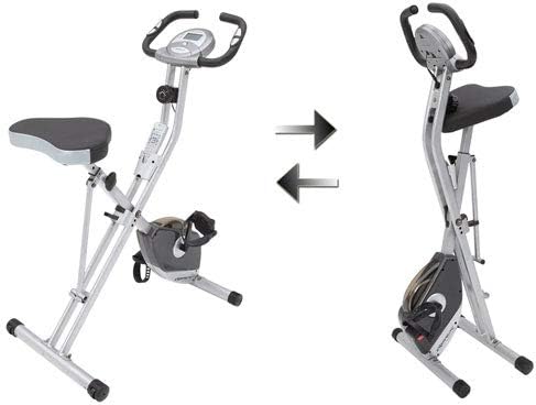 Compact folding exercise bike, 8 different intensity level fixed bikes, featuring Bluetooth tracking function and option for tablet stand.