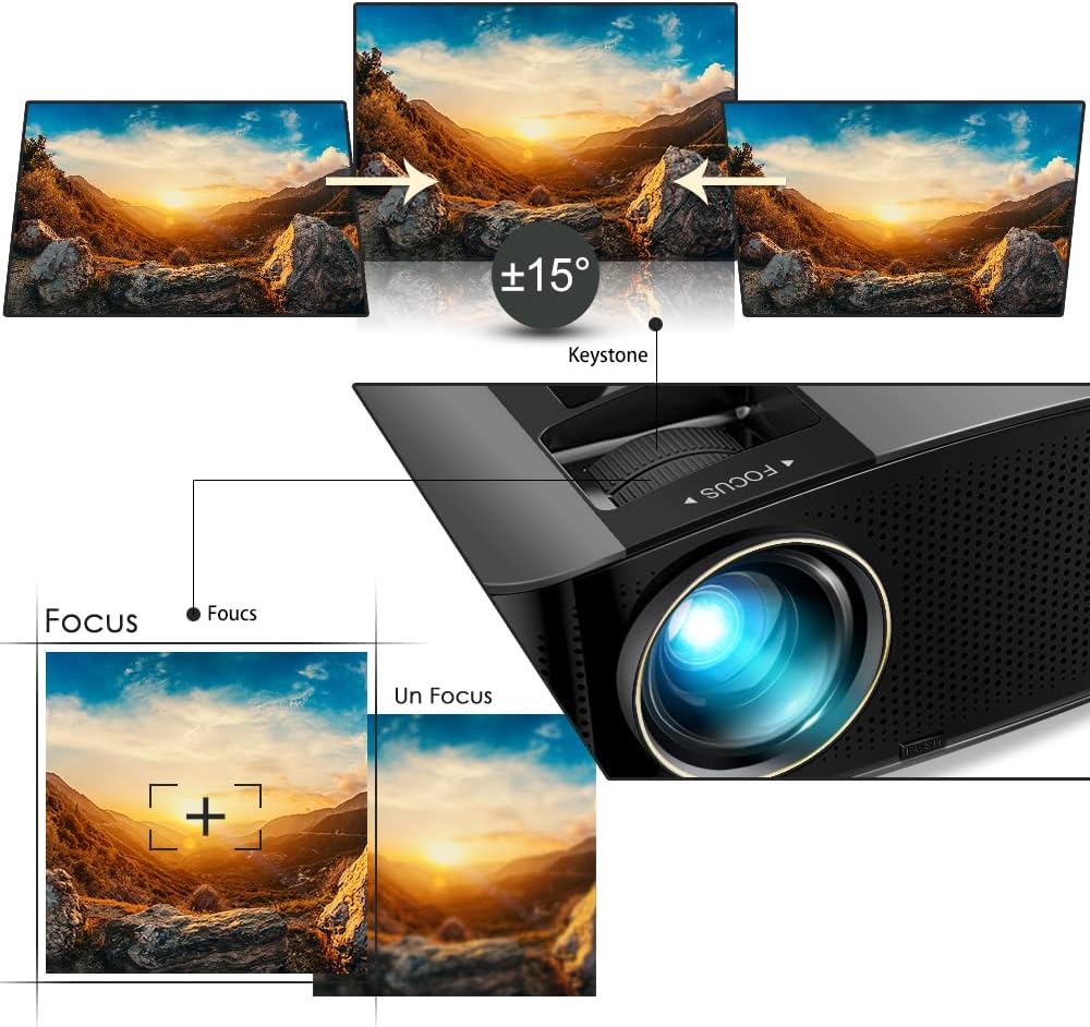 Intelligent 4K projector, equipped with 5G WIFI and Bluetooth functions, supports Dolby sound effect, outdoor projector, 400-inch zoom home theater projector, compatible with TV stick.