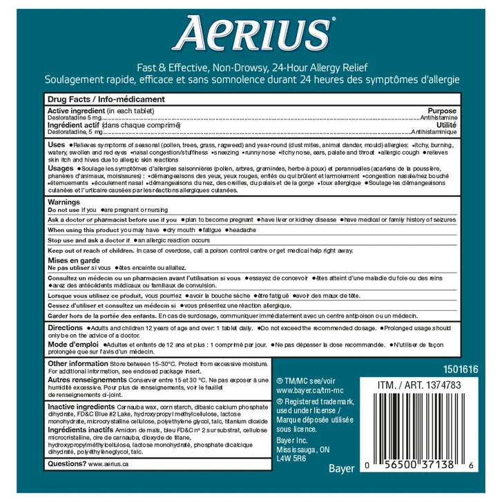 Aerius Allergy Relief, 130 Tablets