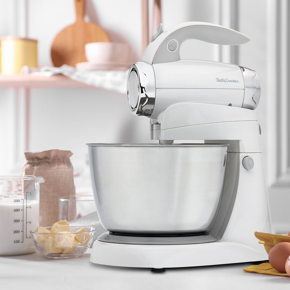 Betty Crocker 2-in-1 Stand Mixer, 7-in, Black