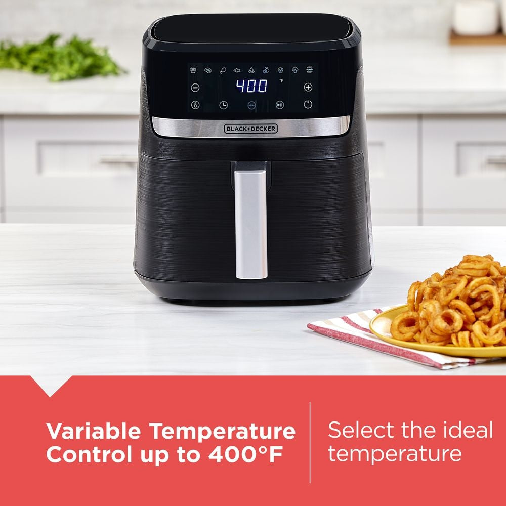 Black & Decker 8-in-1 Digital Air Fryer with Non-Stick Cooking Basket, 6-qt