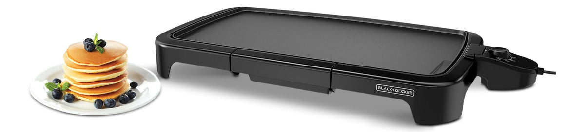 Black & Decker Family Sized Electric Griddle, Black, 20-in x 11-in