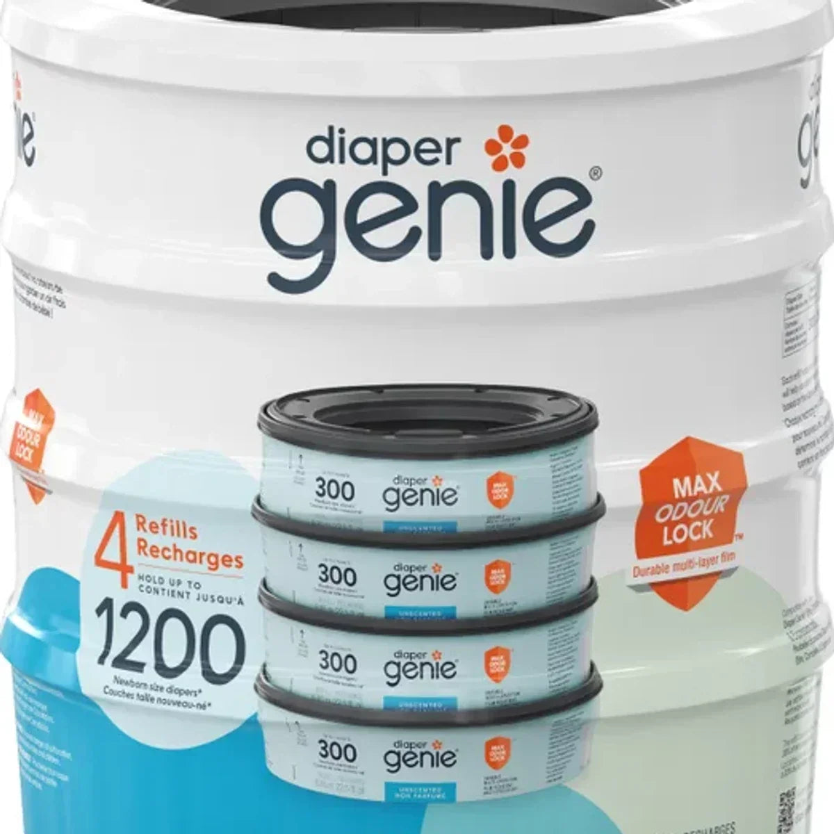 Diaper Genie Unscented Round Refill, 4-pack