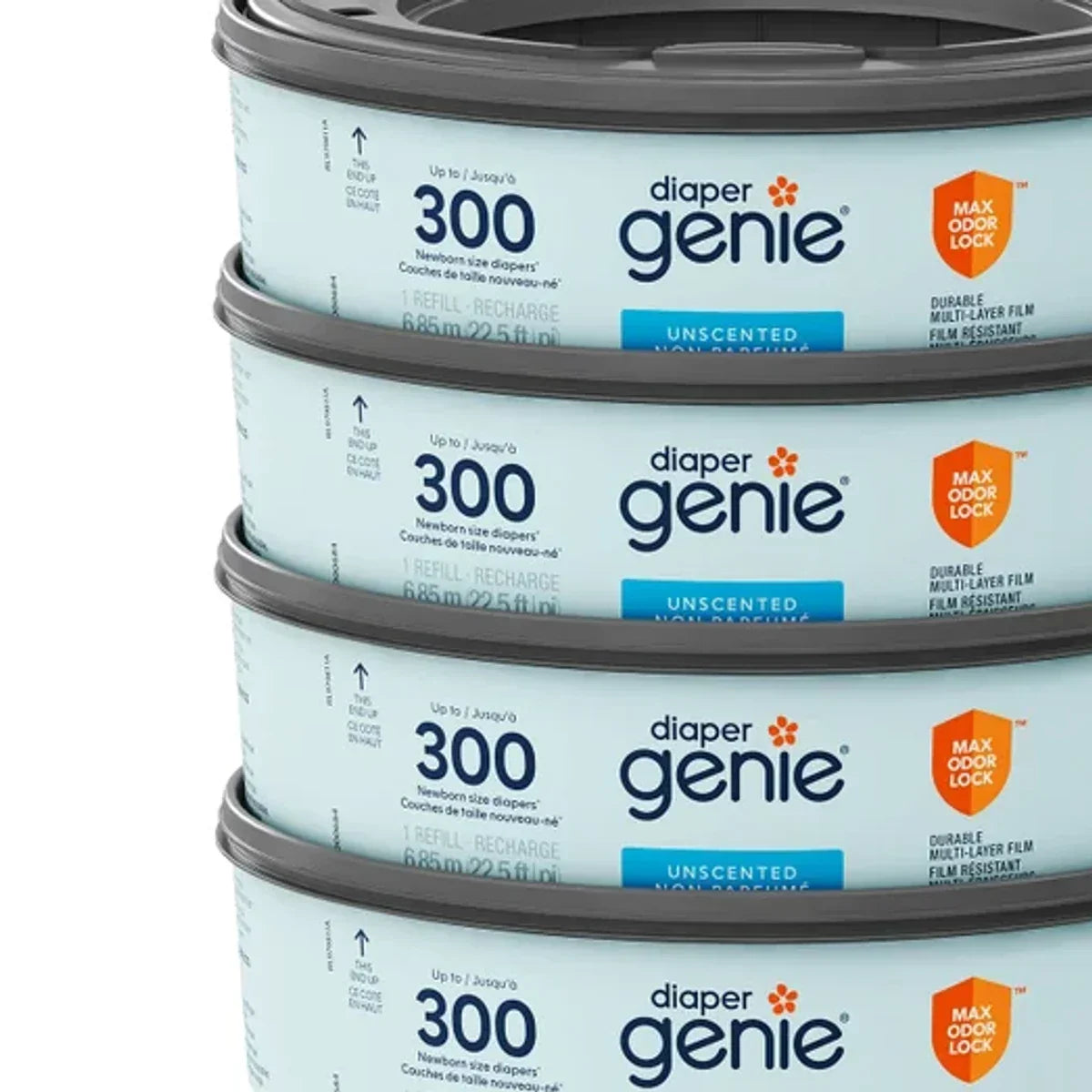 Diaper Genie Unscented Round Refill, 4-pack