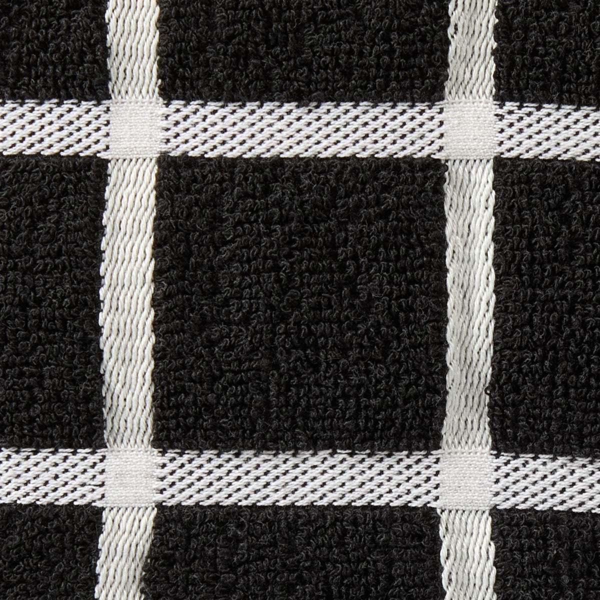 Master Chef Terry Checkered Dish Cloths with Scrubber, Black, 6-pk