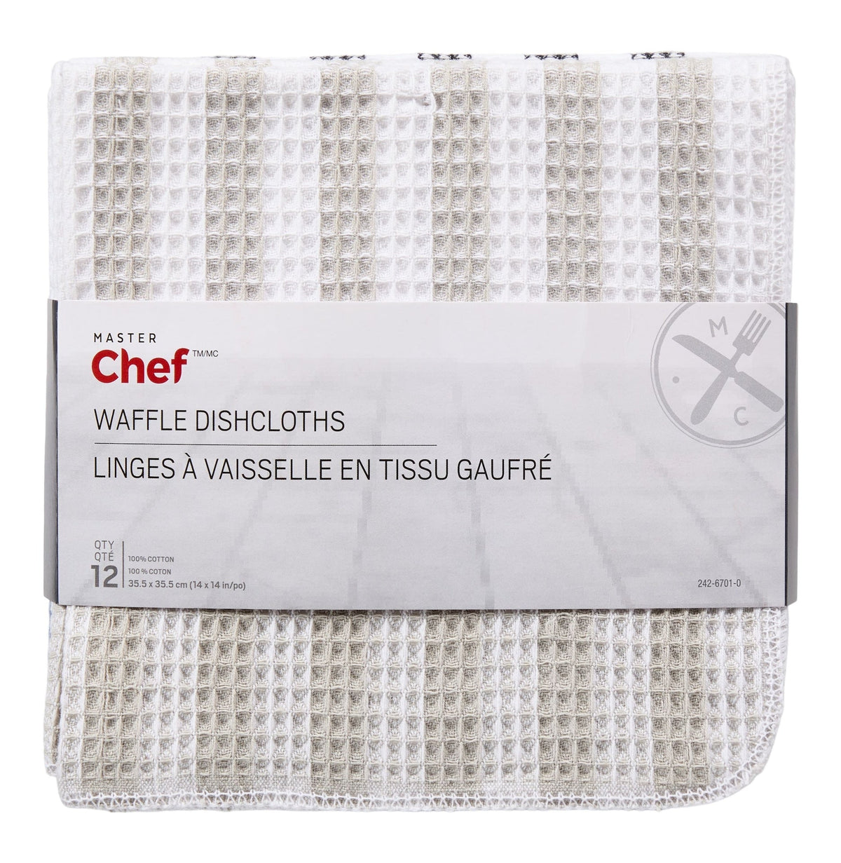 Master Chef Waffle Checkered Cotton Dish Cloths, Black, Grey & Blue, 14-in, 12-pk