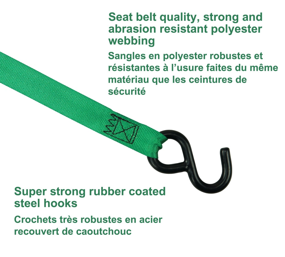 MotoMaster 1,200-lb Retractable Ratchet Tie Down Straps, 1-in x 10-ft (2.54 cm x 3 m), 2-pk