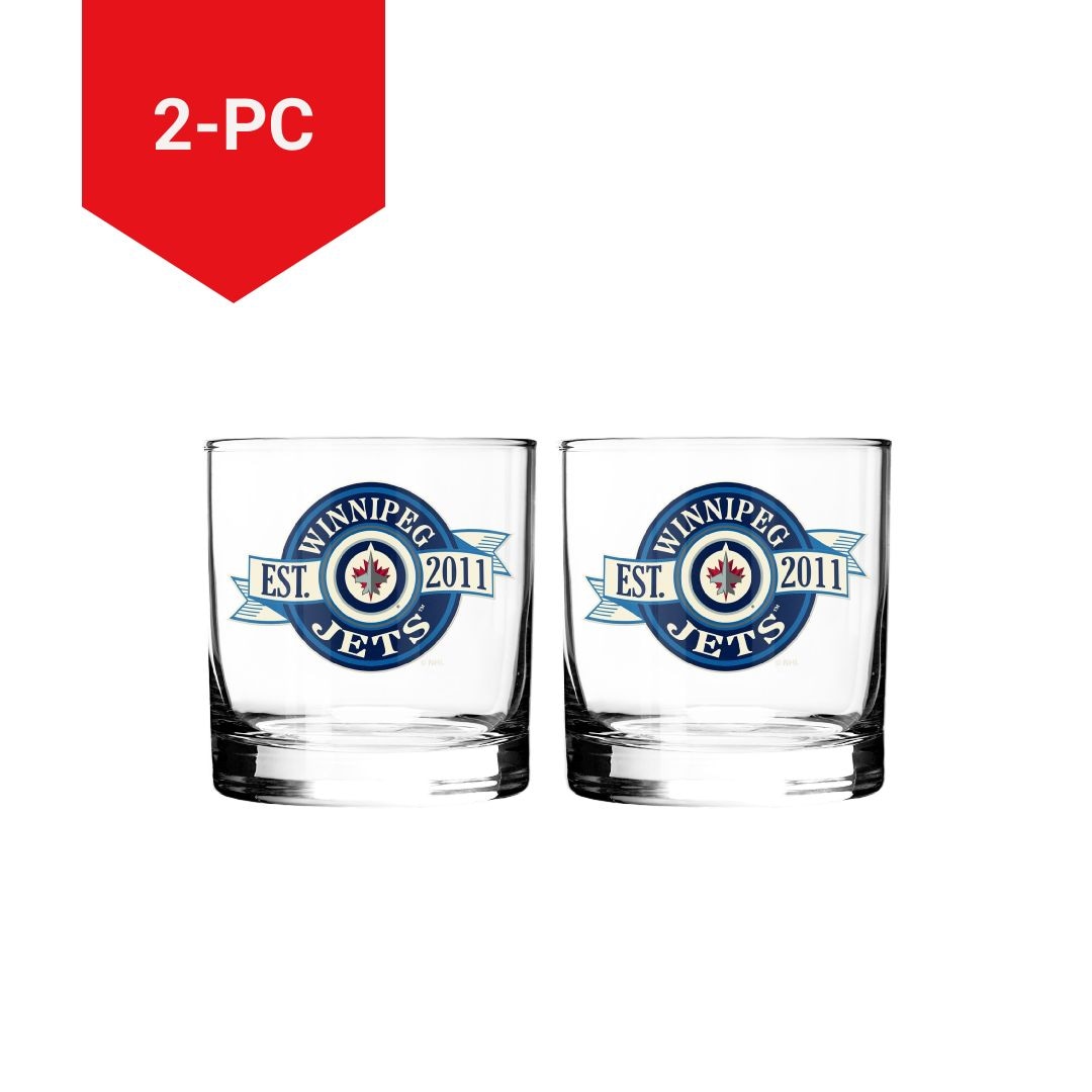 NHL Winnipeg Jets Hockey Rocks Glass, 2-pk