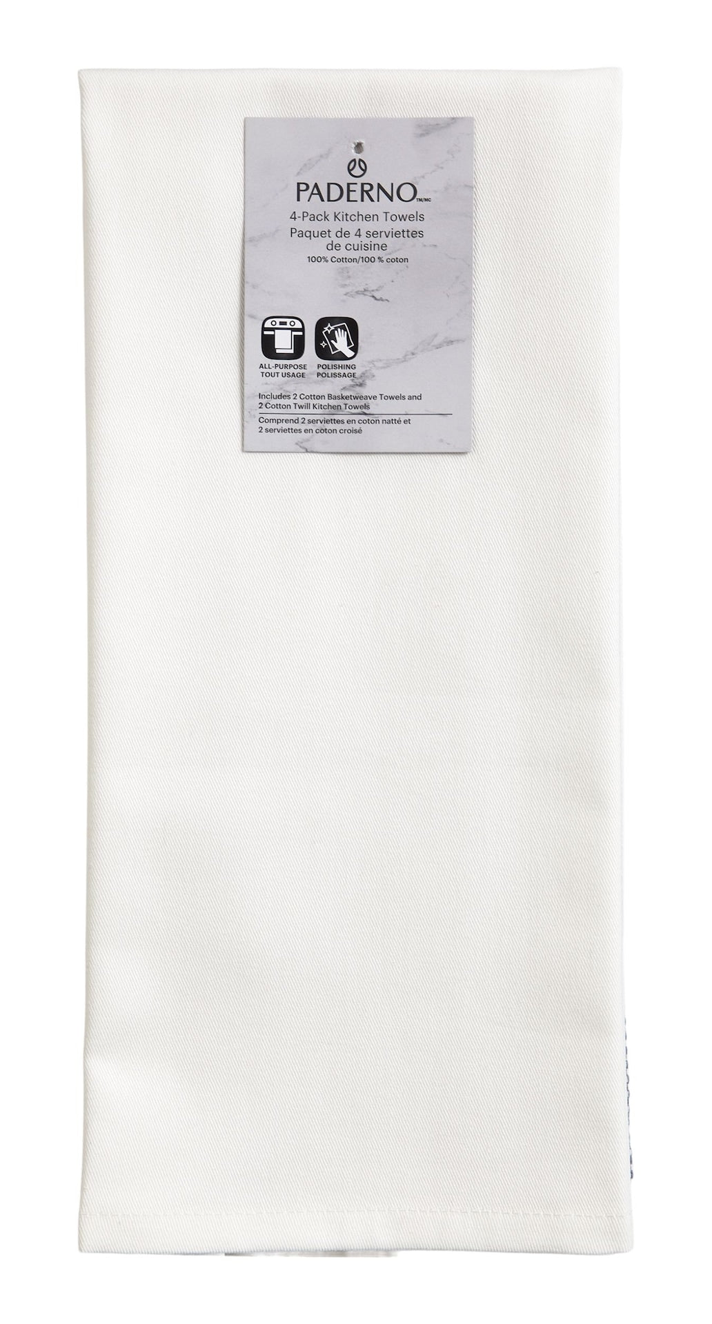 PADERNO All-Purpose Cotton Kitchen Towels, Grey, 4-pk