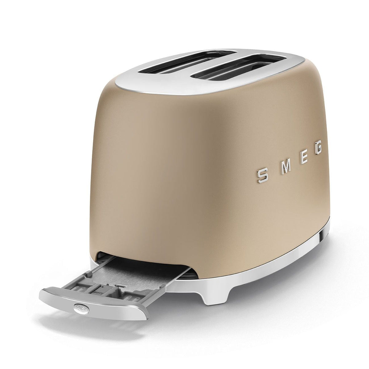 Smeg 50's Retro Style Wide Slot Pop Up Electric Toaster with 6 Settings, 2-Slice, Champagne
