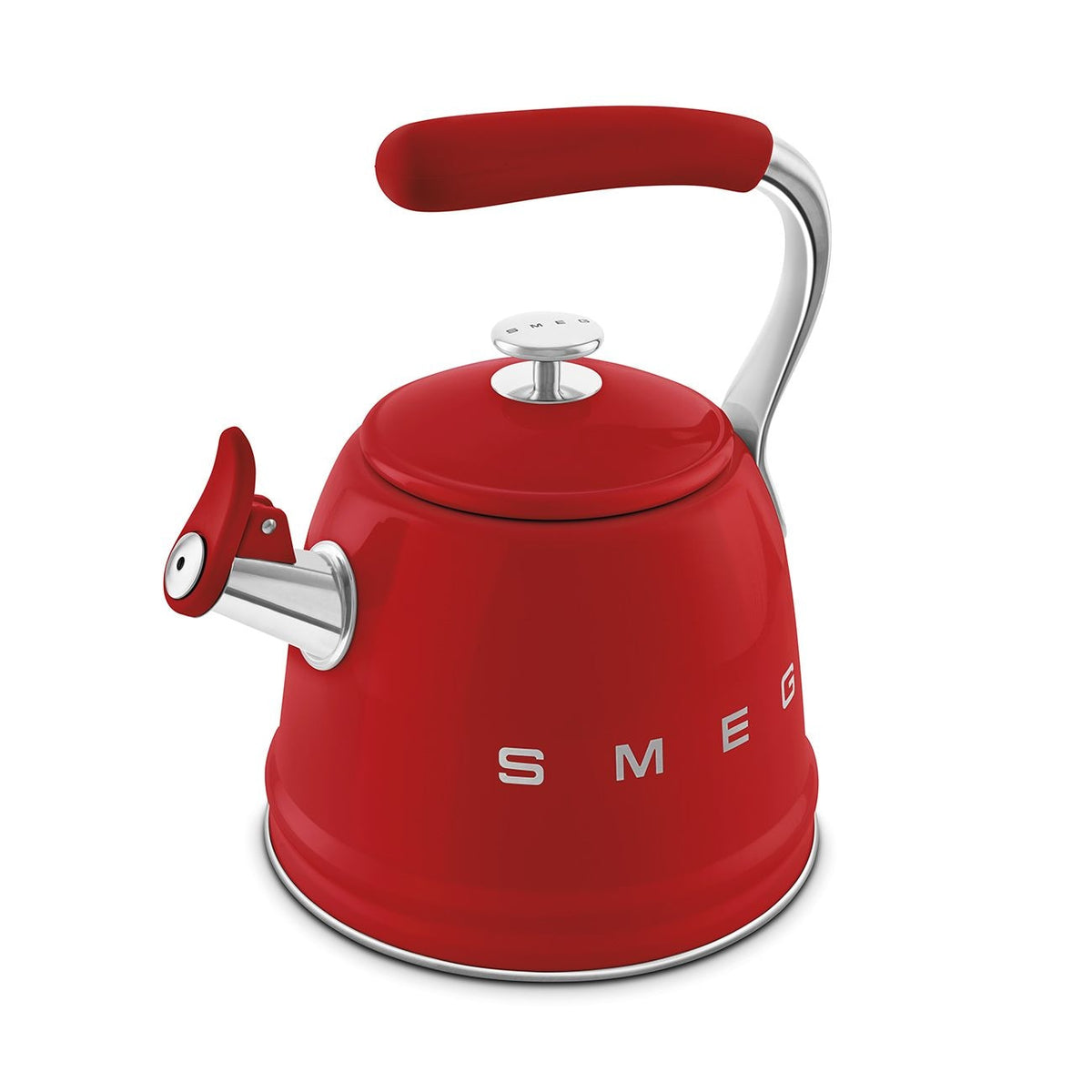 SMEG Traditional Stove Top Whistling Kettle, Red, 2.3-L