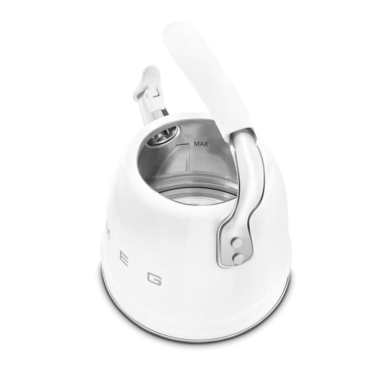 SMEG Traditional Stove Top Whistling Kettle, White, 2.3-L