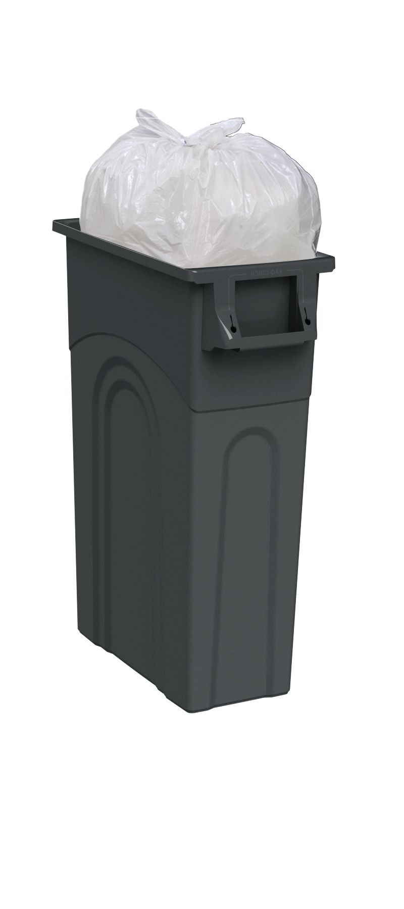 United Solutions Plastic Tall Slim Rectangular Garbage Can, Black, 87-L