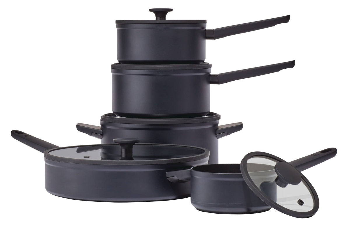 Vida by PADERNO 10-Piece Non-Stick Cookware Set, Black, Vida by PADERNO Non-Stick Cookset, Blue, 8-pc, Vida by PADERNO Aluminum Non-Stick Frypan,...