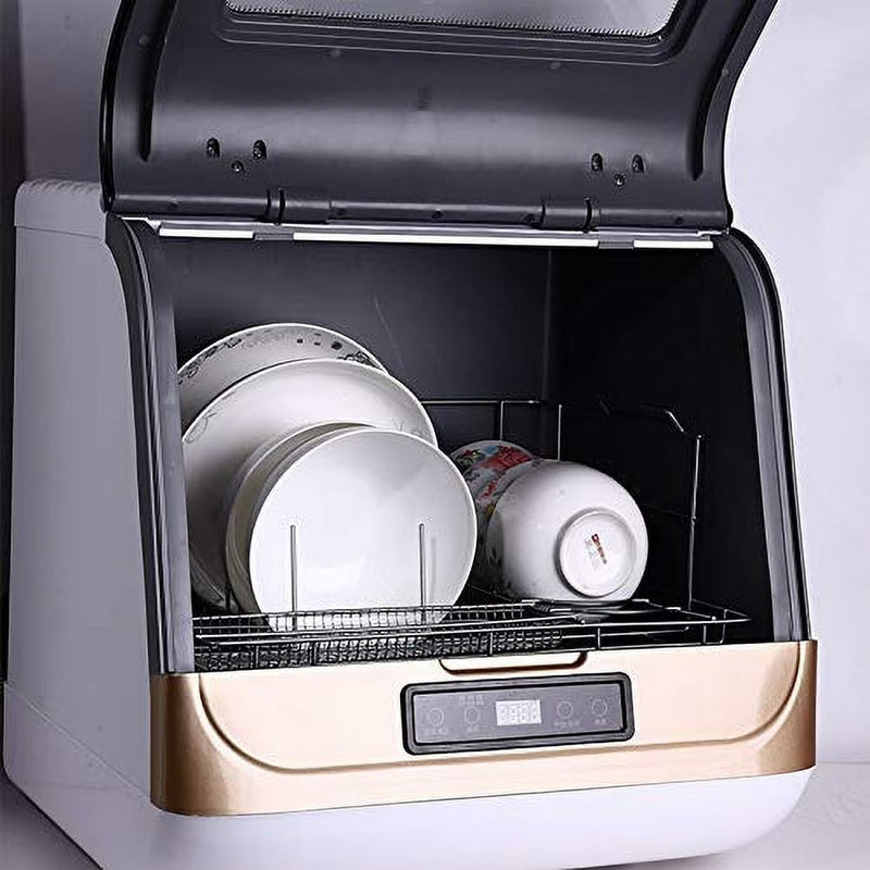 Countertop Dishwasher Kitchen Mini Portable Dish Bowl Washer Tabletop Automatic Dishwasher Deep Cleaning for Home, Apartment, RV (White Black)