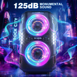 Peak Party Large Bluetooth Speaker - Maximum Volume Amplifier / 12 Custom Low-End Units / Up to 125 Decibels for 6.5-inch x 2 Low-End Speakers / Deepest Bass Effect, Large Portable Wireless Speaker, IPX5 Water Resistance Rating / Microphone Jack / RJ