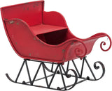 Christmas Sleigh Outdoor Decorations Large-sized Worn Red Metal Santa Sleigh Toy Decoration Gift Basket Winter Decorations Indoor Christmas Garden Santa Sleigh Decoration - 39 inches (Sleigh-L)