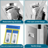 Automatic wet umbrella packaging machine, stainless steel single-slot umbrella bag distributor bracket, equipped with 1000 long umbrella bags and warning signs, suitable for commercial shopping centers, hotels, in silver color.