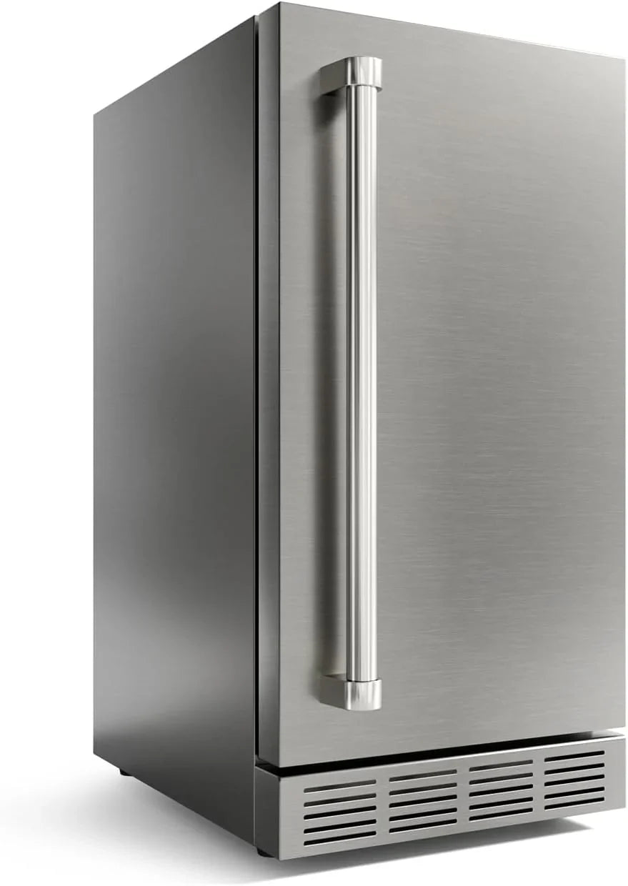 15 Inch Outdoor Refrigerator, Weather Proof Stainless Steel Beverage Beer Cooler Under Counter Fridge, Indoor/Outdoor Refrigerator with 3 Shelves for Patio Kitchen and Commercial Use