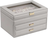 Jewelry Box Jewelry Case PU Leather Jewelry Box Jewelry Storage Box Earring Ear Stud Ring Necklace Organizer Case Jewelry Organizer