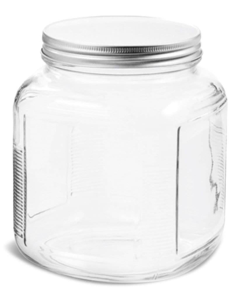 Anchor Hocking Cracker Glass Food Storage Jar with Silver Lid, 2-qt, Clear & Durable Glass