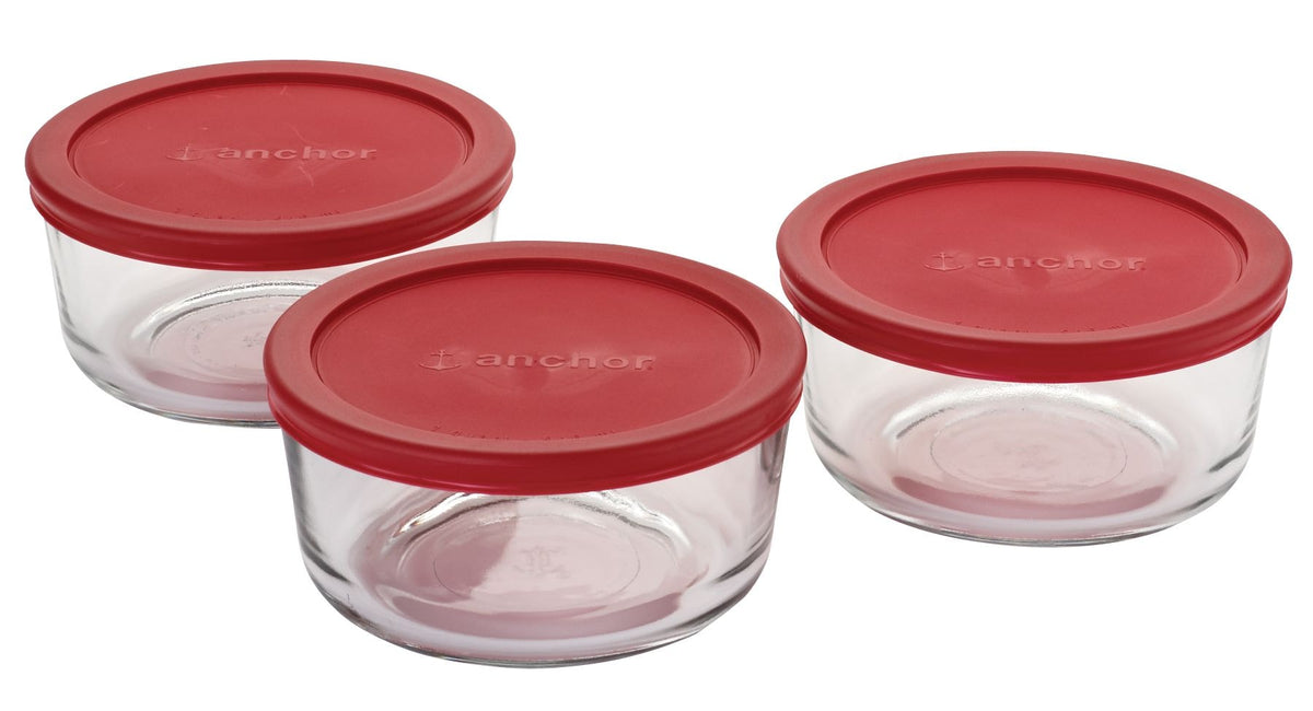 Anchor Hocking Glass Round Storage Container Set with Lids, 3 Count
