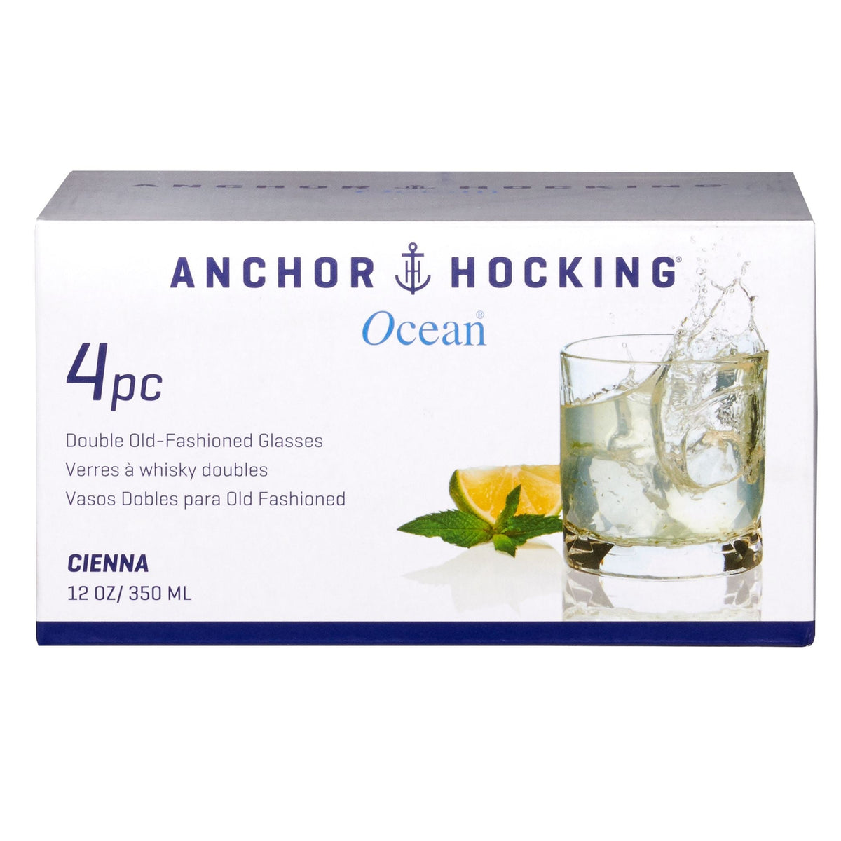 Anchor Hocking Ocean Cienna Rocks Glasses Set, 12-oz, 4-pk