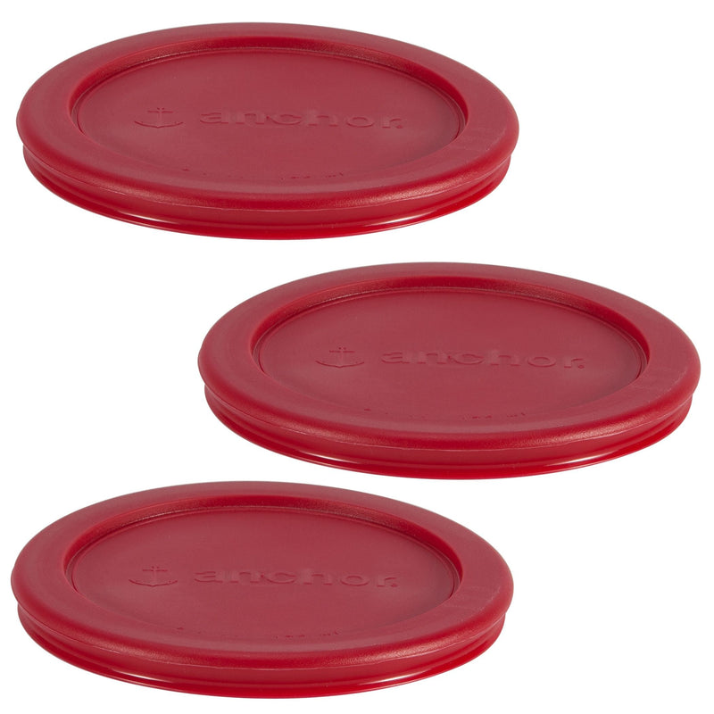 Anchor Hocking Plastic Lid Set, Red, 3-pc x 2-Cup