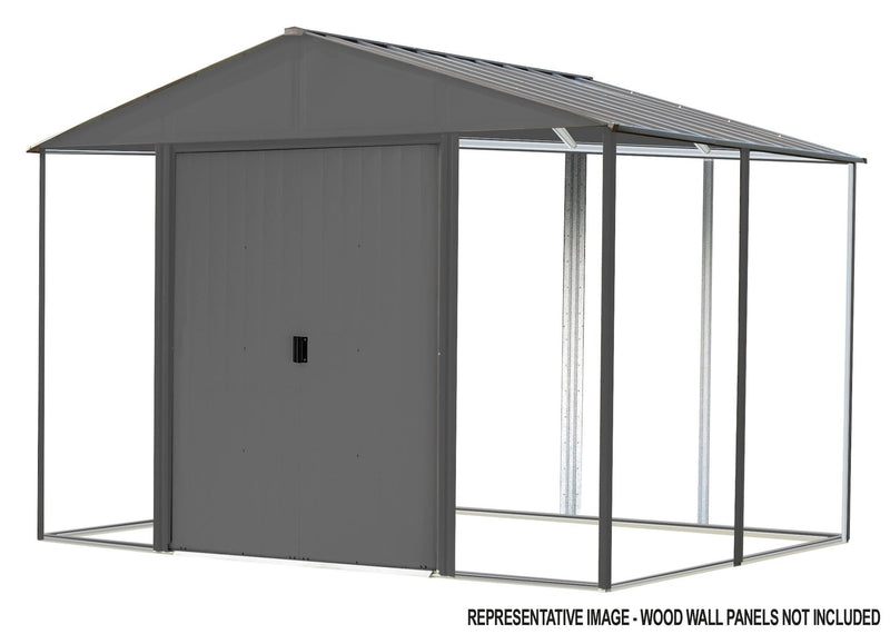 Arrow Ironwood Steel Hybrid Shed Kit, Anthracite, 8-ft x 8-ft