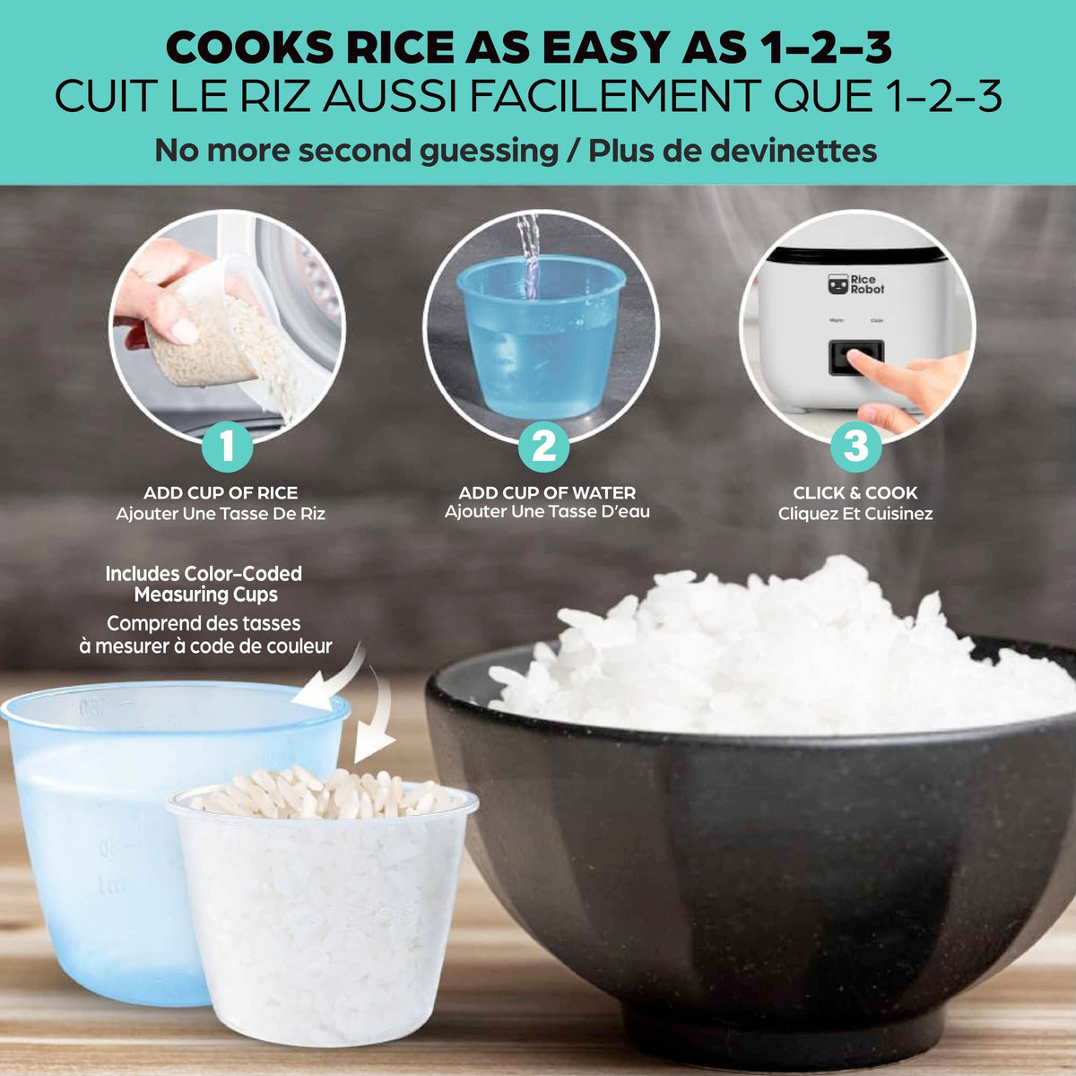 As Seen On TV Nonstick Rice Cooker Robot, Large, 2-L Capacity