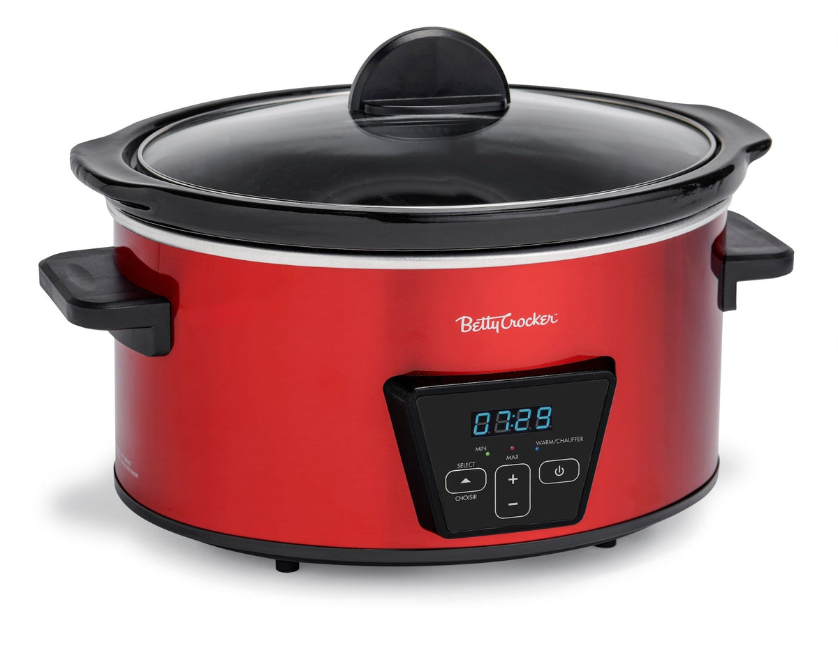 Betty Crocker Digital Programmable Slow Cooker with Tempered Glass Lid, 5-qt