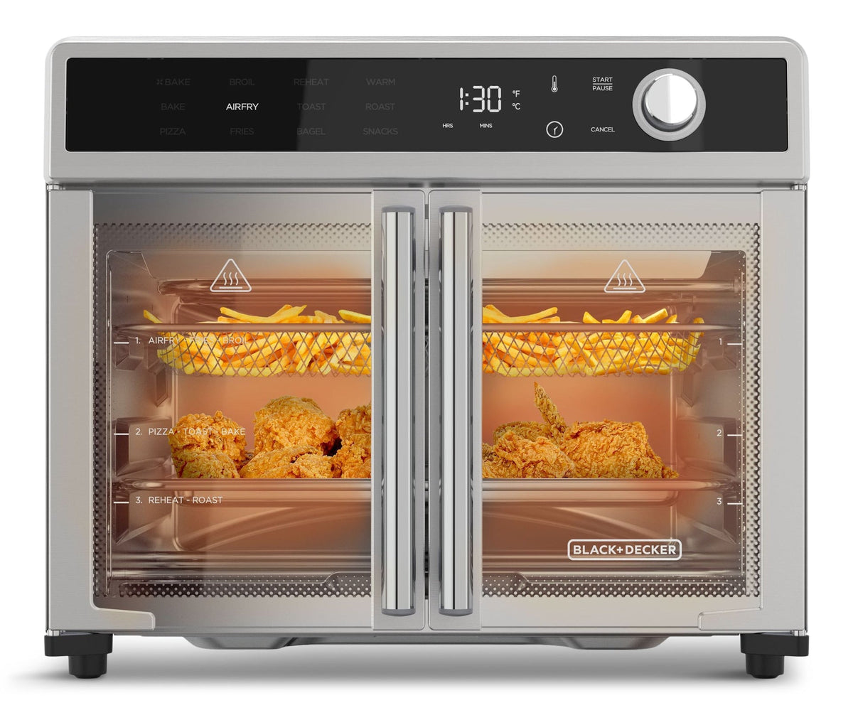 Black & Decker 12-in-1 French Door Digital Countertop Convection Oven with Air Fry, 6-Slices