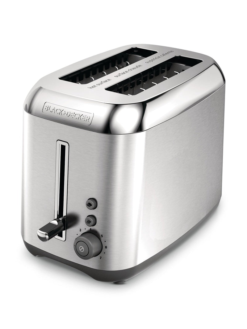 Black & Decker Kitchen Tools Extra Wide Slots Toaster with 7 Settings, Stainless Steel, 2-Slices
