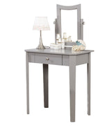 Brassex Cece 1-Drawer Grey Dressing Table Makeup Vanity Set with Stool and Mirror