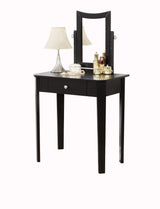 Brassex Celah 1-Drawer Black Dressing Table Makeup Vanity Set with Stool and Mirror