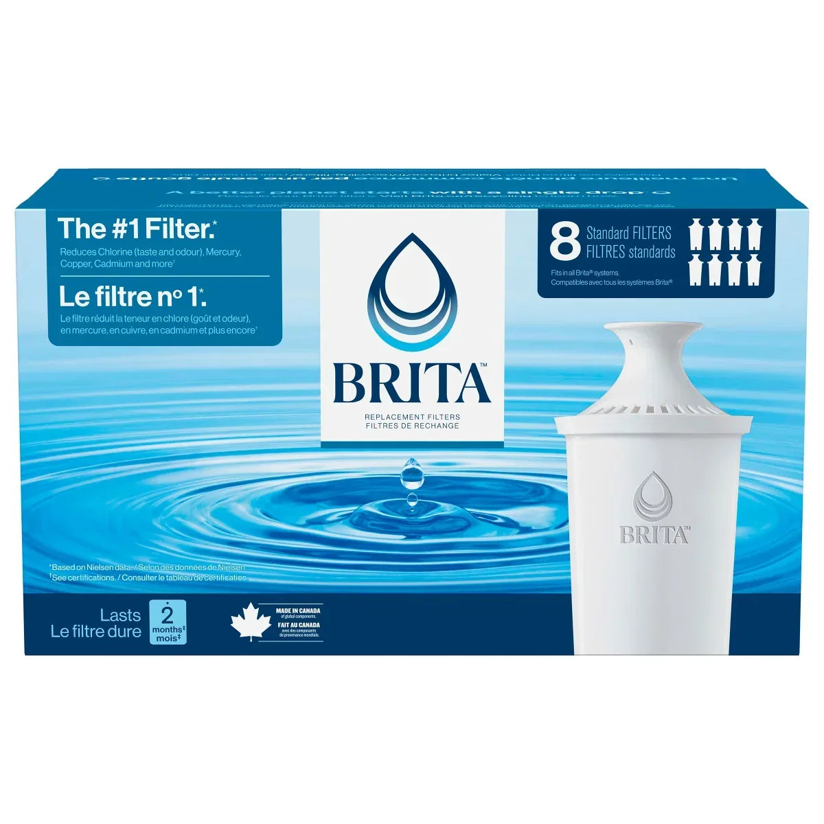 Brita Champlain 2.4 L (10-cup) Pitcher with 2 Filters