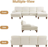 110" Sectional Couches for Living Room,U Shaped Couch with Double Chaise, 4-Seat Sofa Set with Chenille Fabric for Home Furniture,Beige