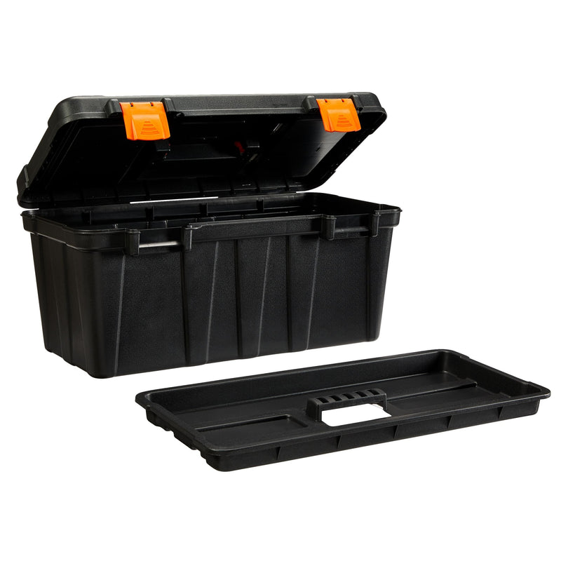 Certified Portable Plastic Tool Box with Removable Tray, 20-in