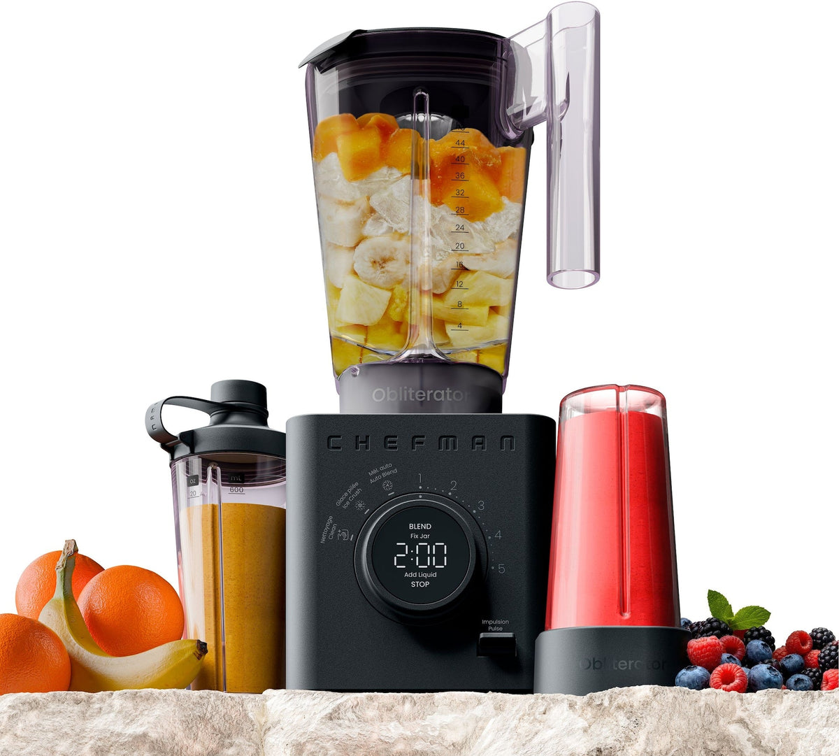 Chefman Obliterator High-Speed Blender with Travel Jars