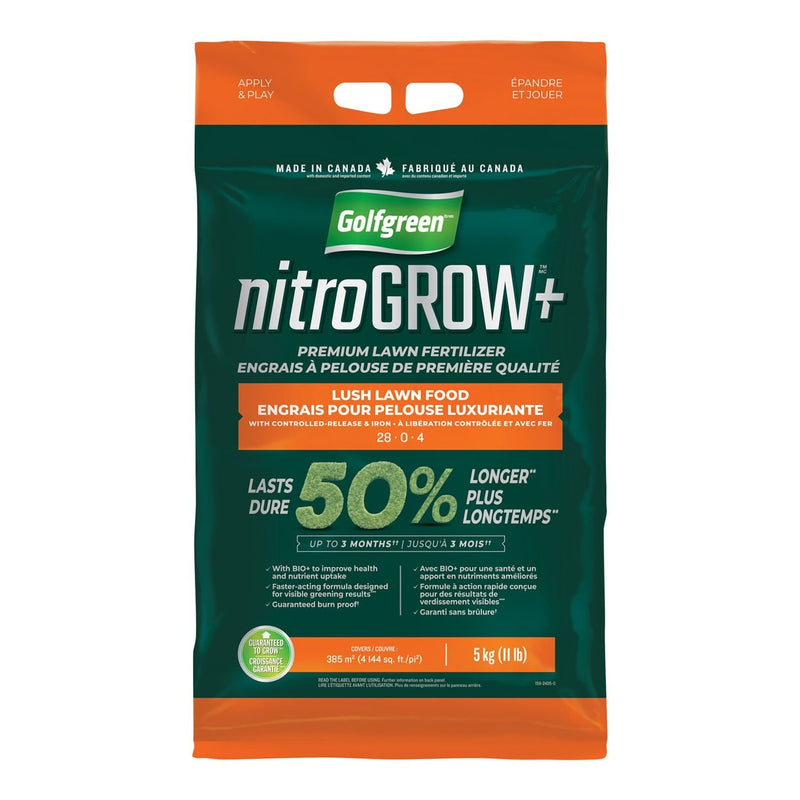 Golfgreen Nitrogrow+ Premium Nitrogen Enriched Lush Lawn Fertilizer, 28-0-4, 5-kg