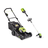 Greenworks 2-in-1 60V 4Ah Battery, Cordless Push Lawn Mower + String Trimmer, 17-in + 13-in
