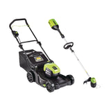 Greenworks 2-in-1 60V 4Ah Battery, Cordless Push Lawn Mower + String Trimmer, 17-in + 13-in