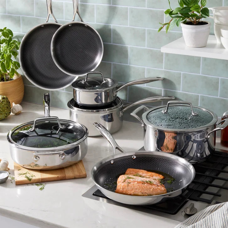 HENCKELS Paradigm Hybrid Ceramic Non-Stick Tri-ply Clad Cookware Set, 11-piece