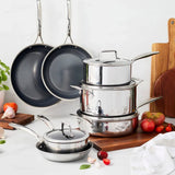 HENCKELS Paradigm Hybrid Ceramic Non-Stick Tri-ply Clad Cookware Set, 11-piece