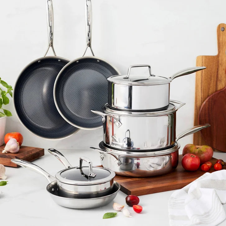 HENCKELS Paradigm Hybrid Ceramic Non-Stick Tri-ply Clad Cookware Set, 11-piece