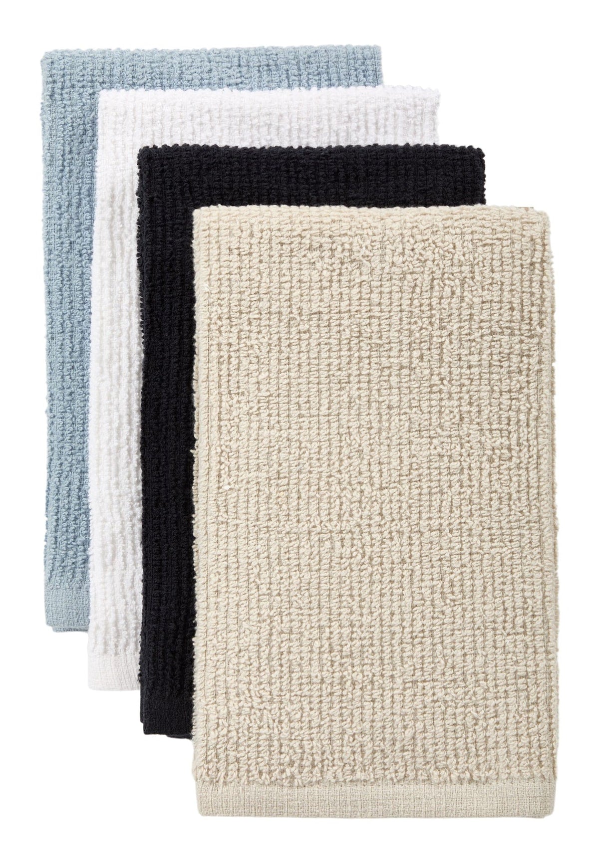 Master Chef Bar Mop Kitchen Towels, Black, Grey, Blue & White, 16-in, 4-pk